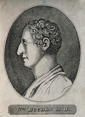 view William Buchan. Stipple engraving by E. Mizon (?).