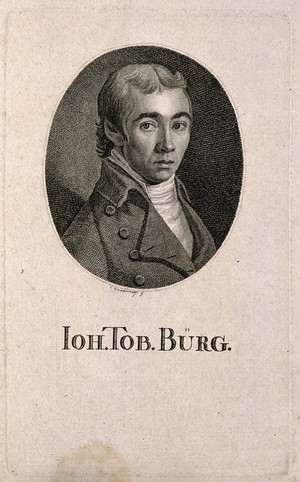 view Johann Tobias Buerg. Stipple engraving by C. Westermayer.