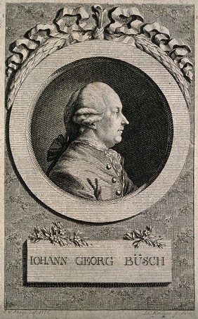 Johann Georg Büsch (Buesch). Line engraving by J. C. Krüger after C. H. Kniep, 1778.