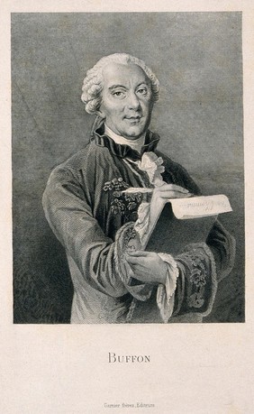 Georges Louis Leclerc, Comte de Buffon. Line engraving.