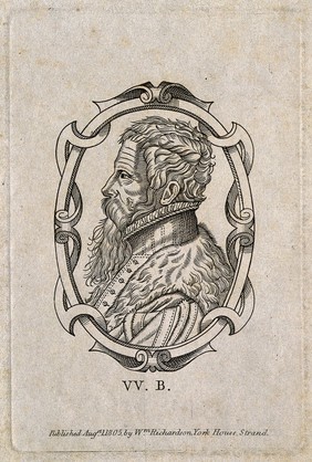 William Bullein. Line engraving, 1805.