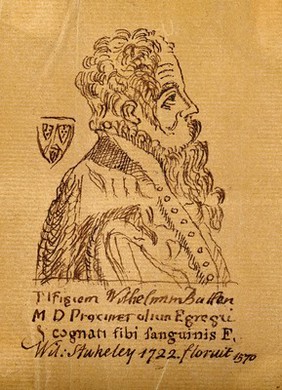 William Bullein. Pen drawing by W. Stukeley, 1722, after an ancient source.