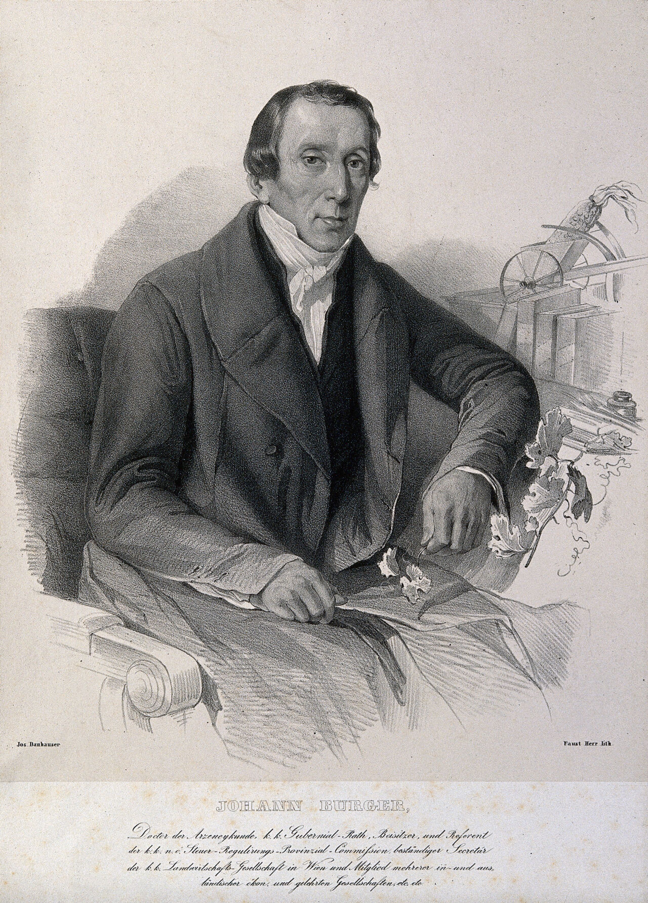 Johann Burger. Lithograph by F. Herr after J. Danhauser., by Josef Danhauser