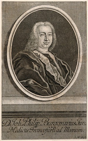 view Johann Philipp Burggrav. Line engraving attributed to J.M. Bernigeroth.