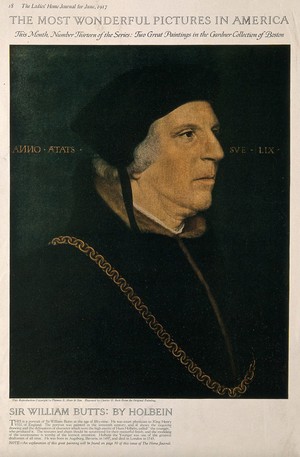 view Sir William Butts. Photogravure by C. W. Beck, 1917, after H. Holbein.