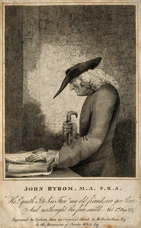 John Byrom. Line engraving by Topham after D. Rasbotham.