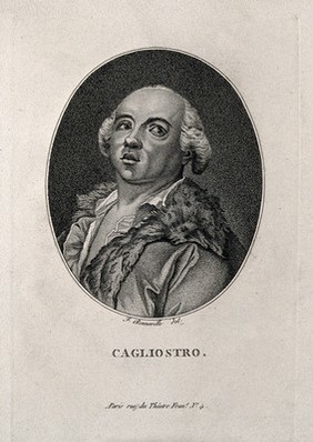 Giuseppe Balsamo Cagliostro. Stipple engraving by F. Bonneville, 1796.