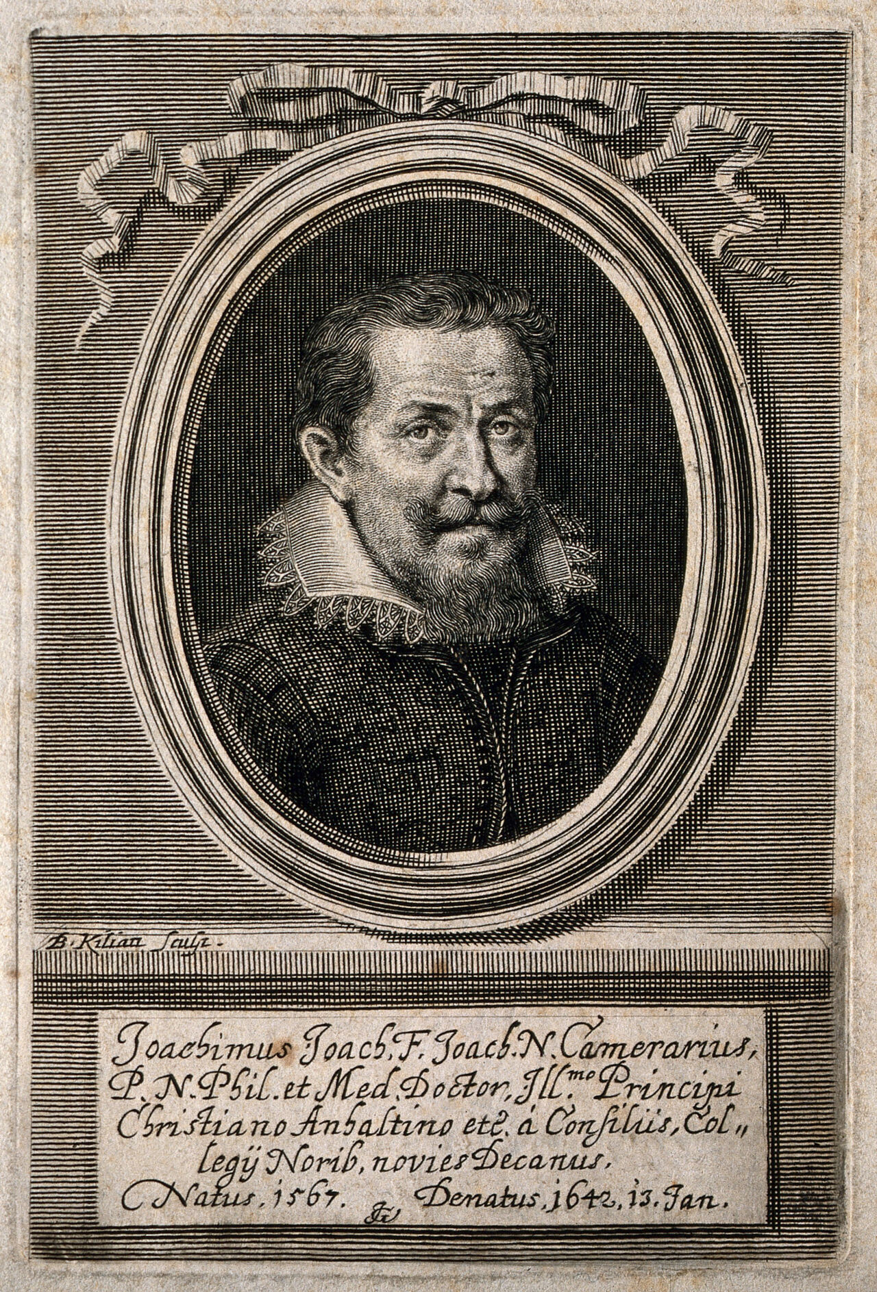 Ludwig Joachim Camerarius. Line engraving by B. Kilian the younger., by Bartholomäus Kilian