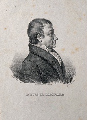 view Antonio Campana. Lithograph by G. Gozzini.