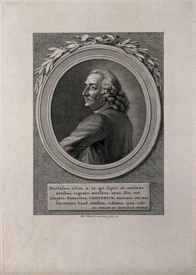 Petrus Camper. Line engraving by R. Vinkeles, 1778, after himself.