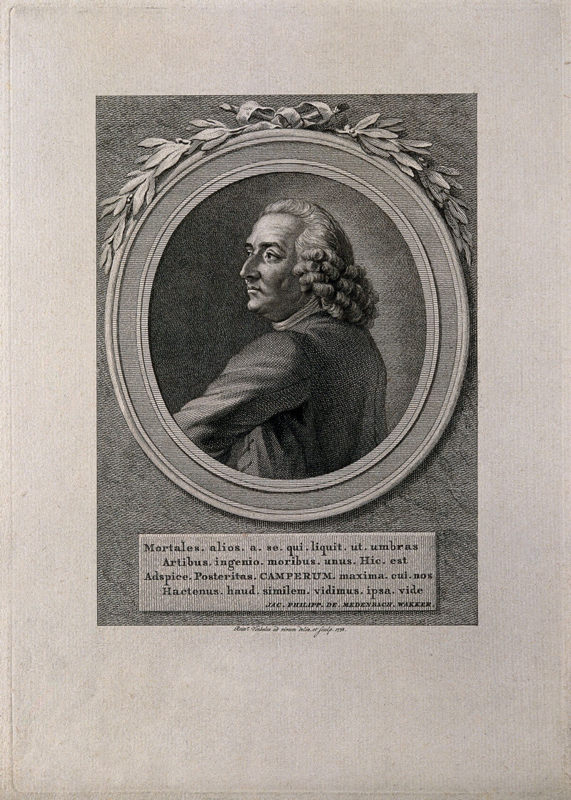 Petrus Camper. Line engraving by R. Vinkeles, 1778, after himself., 1778, by Reinier Vinkeles