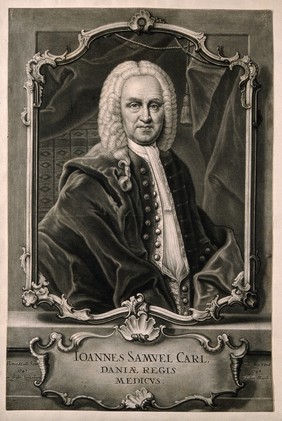 Johann Samuel Carl. Mezzotint by J. J. Haid, 1748, after G. Spizelius, 1747.