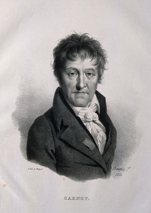 view Lazare-Nicolas Marguerite Carnot. Lithograph by J. B. Mauzaisse, 1823.