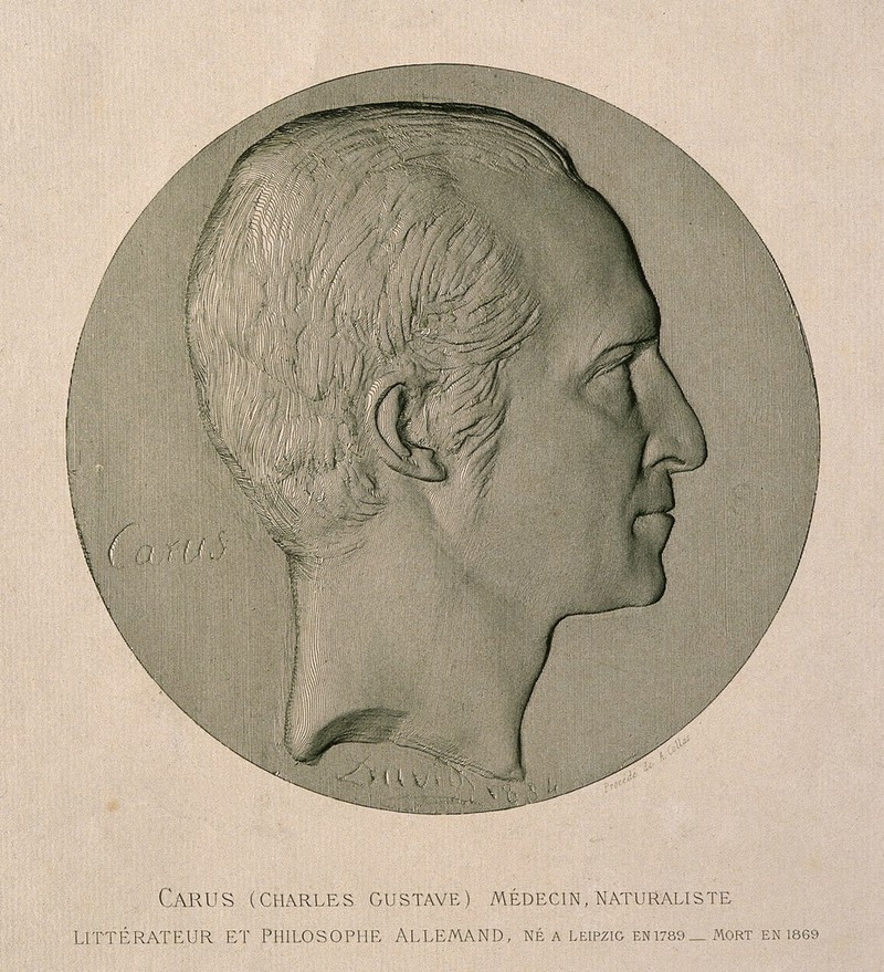Karl Gustav Carus. Line engraving, 1884, after David d'Angers., 1884, by David d'Angers
