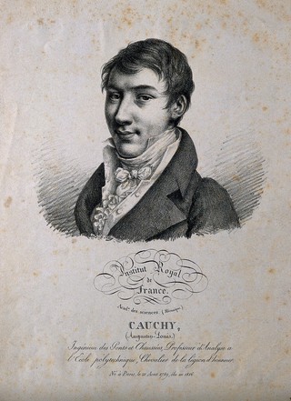Augustin Louis, Baron Cauchy. Lithograph by J. Boilly, 1821.