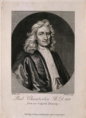 Peter Chamberlen. Line engraving by T. Trotter, 1794, after R. White.