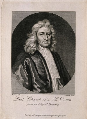 view Peter Chamberlen. Line engraving by T. Trotter, 1794, after R. White.