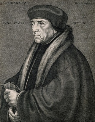 Sir John Chambers [Chambre]. Etching by W. Hollar, 1648, after H. Holbein, 1543.