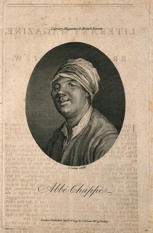 view Jean Chappé d'Auteroche. Line engraving by J. Corner, 1791.