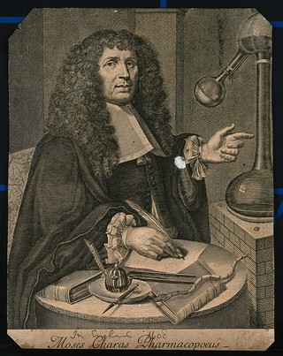 Moyse Charas. Line engraving.