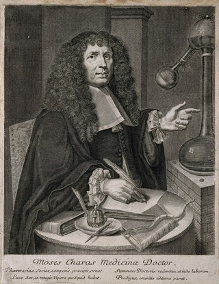 Moyse Charas. Line engraving.