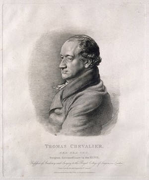 view Thomas Chevalier. Line engraving by J. Linnell, 1825, after himself.