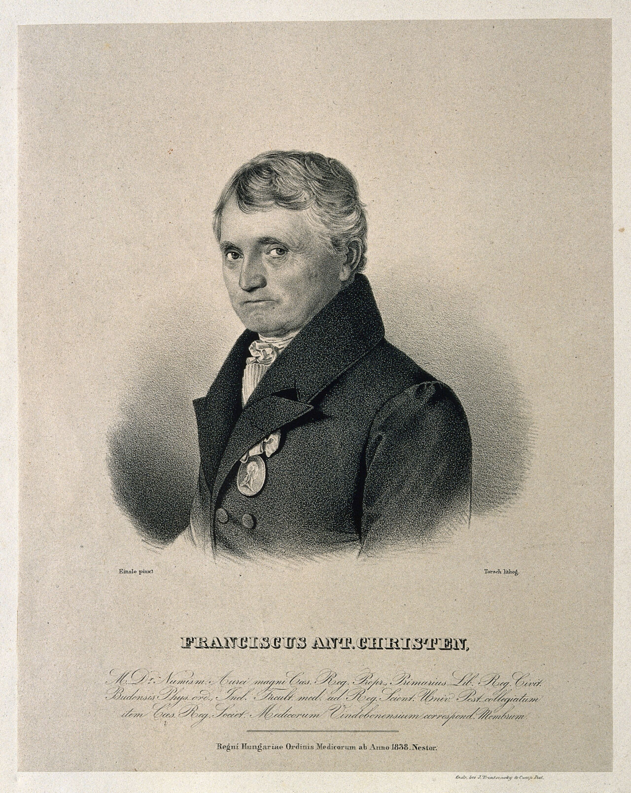 Franciscus Ant. Christen. Lithograph by L. Torsch after A. Einsle., 1830-1839, by Anton Einsle
