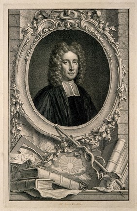 Samuel Clarke. Line engraving by J. Houbraken, 1756, after T. Gibson.