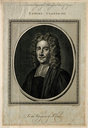 view Samuel Clarke. Line engraving by J. Goldar after T. Gibson.
