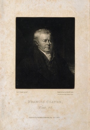 view Francis Clater. Mezzotint by H. Dawe, 1826, after T. Clater.