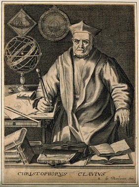 Christopher Clavius. Line engraving by E. de Boulonnois, 1682.