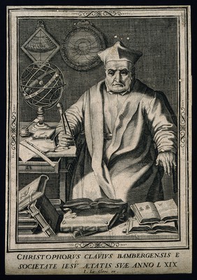 Christopher Clavius. Line engraving.