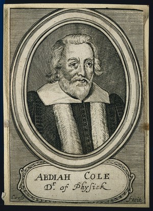 view Abdiah Cole. Line engraving by T. Cross, 1678.