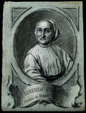 A man designated as Lorenzo Colorigia. Chalk drawing.