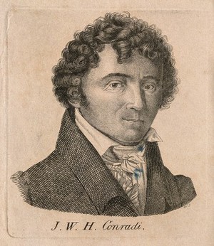 view Johann Wilhelm Heinrich Conradi. Engraving by [F. G.] after L. E. Grimm, 1826.