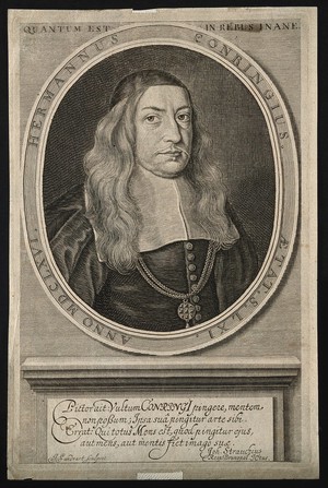 view Hermann Conring. Line engraving by J. Sandrart, 1666.