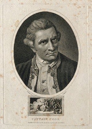 view James Cook. Stipple engraving by W. Ridley, 1803, after Sir N. Dance-Holland, 1776.
