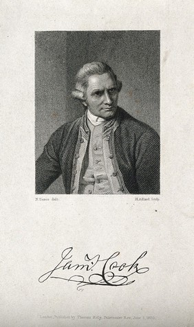James Cook. Stipple engraving by H. Adlard after Sir N. Dance-Holland, 1776.