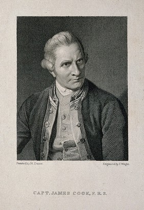 James Cook. Line engraving by T. Wright after Sir N. Dance-Holland, 1776.