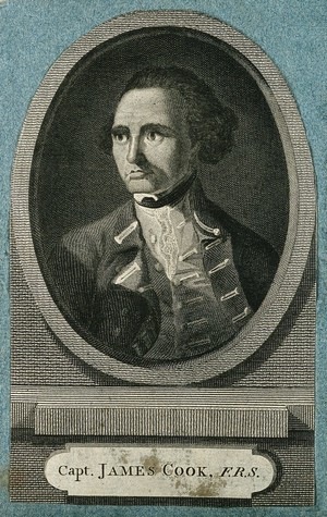 view James Cook. Line engraving by D. Berger after Sir N. Dance-Holland, 1776.