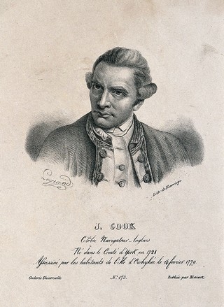 James Cook. Lithograph by Legrand after Sir N. Dance-Holland, 1776.