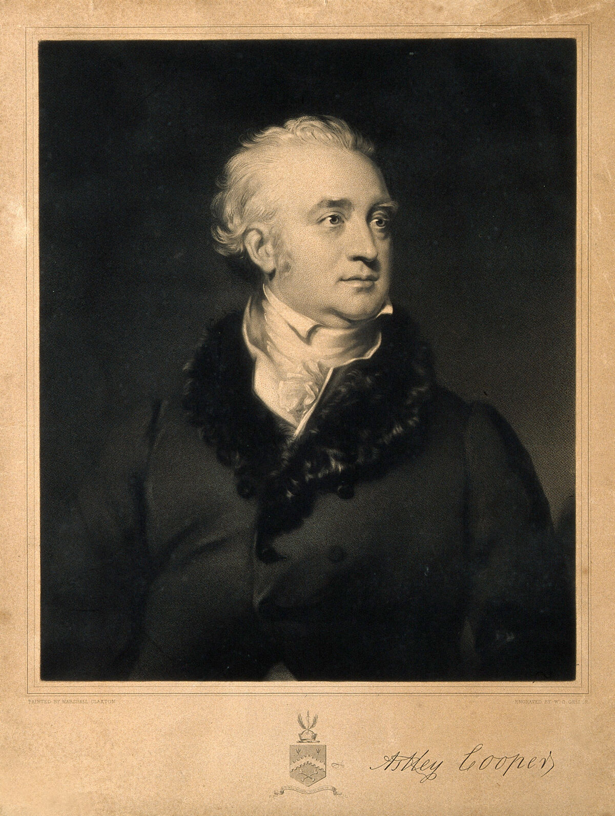 Sir Astley Paston Cooper. Mezzotint by W. O. Geller, 1841, after M. Claxton., by Marshall Claxton