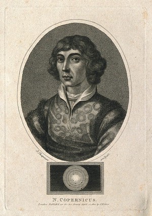 view Nicolaus Copernicus. Stipple engraving by J. Chapman, 1802.