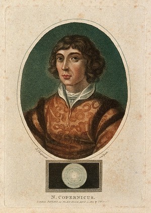 view Nicolaus Copernicus. Coloured stipple engraving by J. Chapman, 1802.