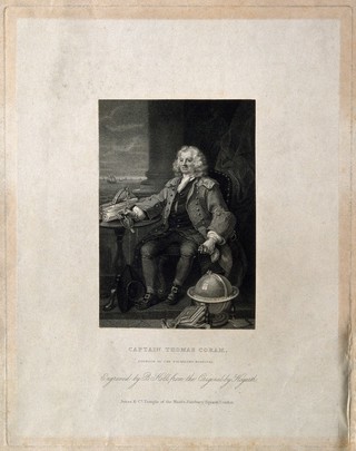 Thomas Coram. Line engraving by B. Holl after W. Hogarth.
