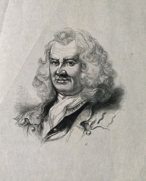 view Thomas Coram. Wood engraving by W. J. Linton after W. Hogarth.