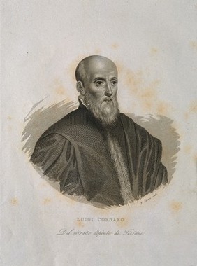 Luigi Cornaro. Line engraving by F. Clerici.