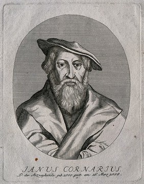 Janus Cornarius. Line engraving.