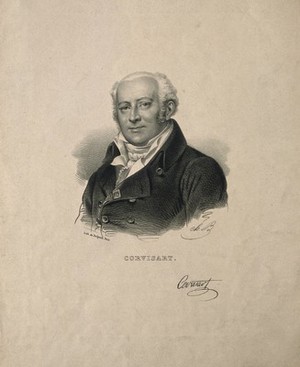 view Jean-Nicolas, Baron Corvisart. Lithograph by C. Bazin after F. P. S. Gérard.