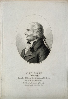 Jean François Coste. Stipple engraving by A. Tardieu after himself.